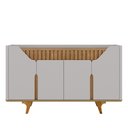 Ver imagem 6 de Aparador Buffet 4 Portas MDF Ripado Real Pés de Madeira Maciça Tâmisa Cinza/Off-White/Cinamomo