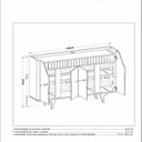 Ver imagem 5 de Aparador Buffet 4 Portas MDF Ripado Real Pés de Madeira Maciça Tâmisa Cinza/Off-White/Cinamomo