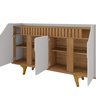 Aparador Buffet 4 Portas Mdf Ripado Real Pés de Madeira Maciça Tâmisa - 9