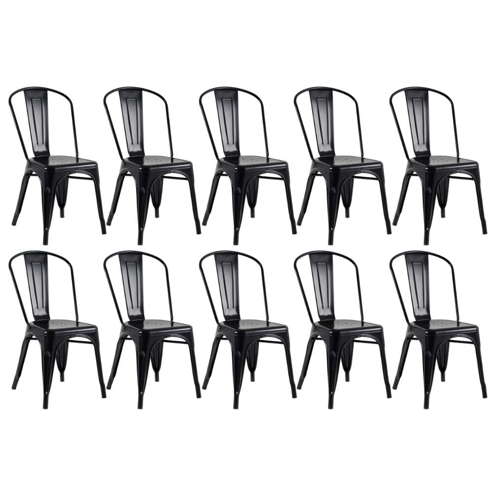 Kit 10 Cadeiras Iron Tolix - Preto - Semibrilho