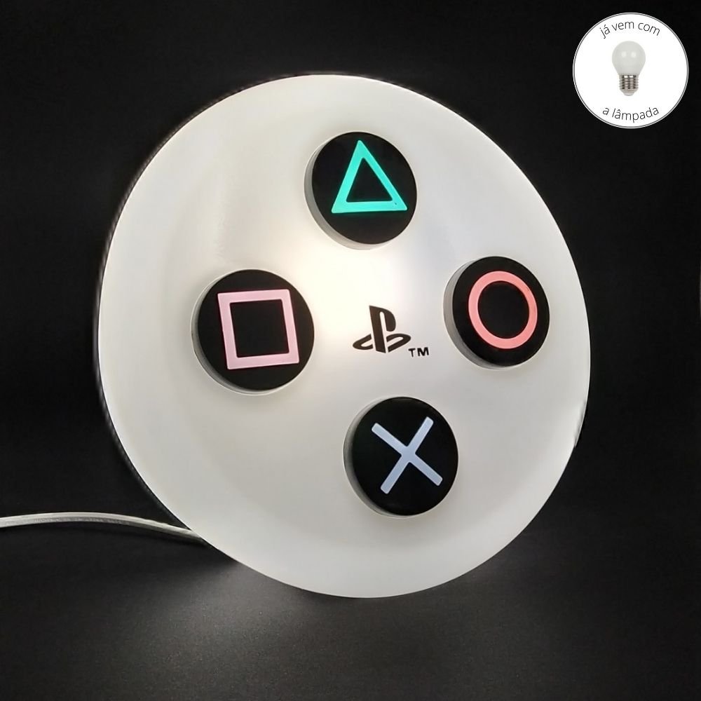 Luminária Botão ícones Símbolos Vídeo Game com Lâmpada LED - 1