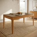Ver imagem 1 de Mesa de Jantar Madeira Maciça 6 Lugares com Tampo MDF e Vidro Petra Premium 160x90cm Freijó/Bronze