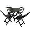 Jogo de Mesa Dobrável 70x70 C/ 4 Cadeiras Madeira Maciça Bar Preto - 1