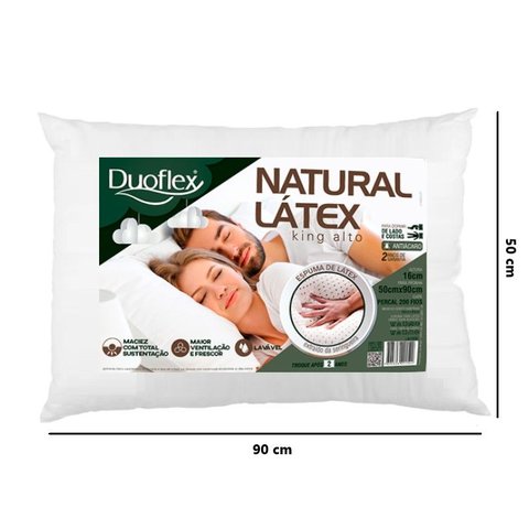 Travesseiro Natural Látex King Alto 16 Cm - Duoflex