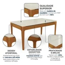 Ver imagem 4 de Mesa de Jantar Madeira Maciça 6 Lugares com Tampo MDF e Vidro Mira 160x90cm Off White/Marrom