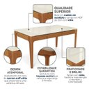 Ver imagem 4 de Mesa de Jantar Madeira Maciça 6 Lugares com Tampo MDF e Vidro Mira 200x100cm Off White/Marrom