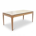 Ver imagem 2 de Mesa de Jantar Madeira Maciça 6 Lugares com Tampo MDF e Vidro Mira 200x100cm Off White/Marrom