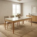 Ver imagem 1 de Mesa de Jantar Madeira Maciça 6 Lugares com Tampo MDF e Vidro Mira 200x100cm Off White/Marrom