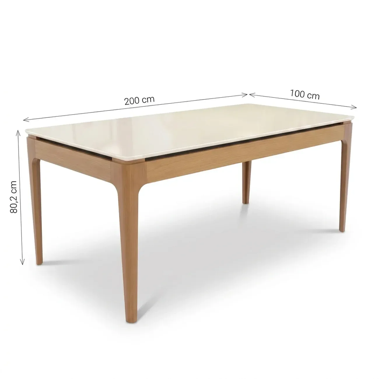 Ver imagem 3 de Mesa de Jantar Madeira Maciça 6 Lugares com Tampo MDF e Vidro Mira 200x100cm Off White/Marrom