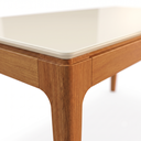 Ver mais imagens de Mesa de Jantar Madeira Maciça 6 Lugares com Tampo MDF e Vidro Mira 200x100cm Off White/Marrom