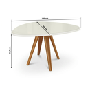 Ver imagem 3 de Mesa de Jantar Orgânica em Madeira Maciça com Tampo MDF e Vidro Duna 135x105cm Off White