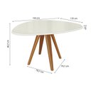 Ver imagem 6 de Mesa de Jantar Orgânica em Madeira Maciça com Tampo MDF e Vidro Duna 135x105cm Off White