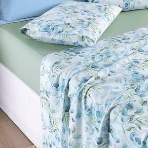Jogo de Cama Lençol Maggy King 4 Peças Percale 200 Fios Estampado Forest Floral Verde 80% Algodão