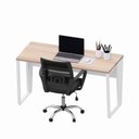 Ver imagem 4 de Escrivaninha X Escritório Home Office 135cm Industrial Pés em Metal Executive Macadâmia e Branco