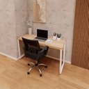Ver imagem 1 de Escrivaninha X Escritório Home Office 135cm Industrial Pés em Metal Executive Macadâmia e Branco