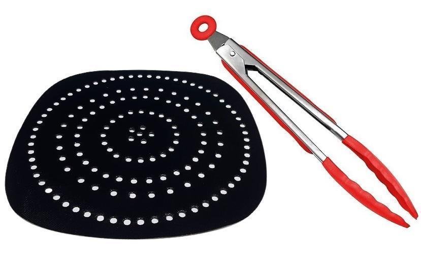 Kit Tapete Teflon Airfryer Quadrado 18,5cm +pegador Pinça - 2