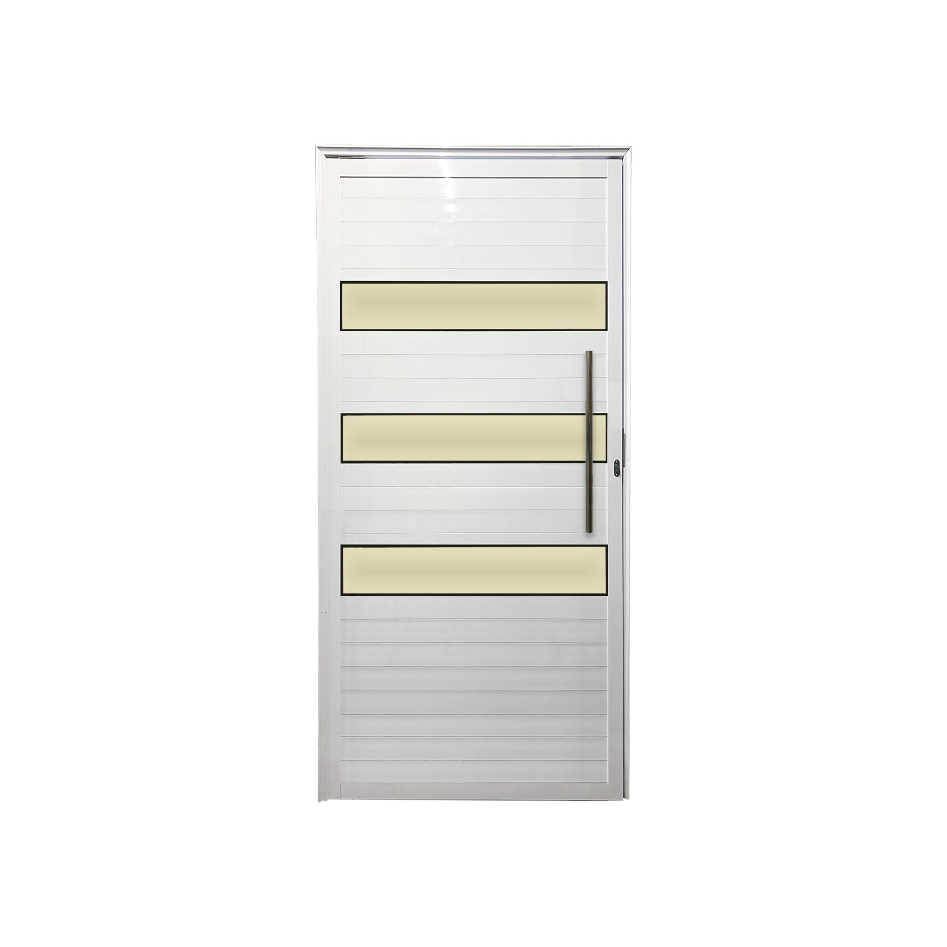 Porta Lambril 3 Vidros D 210x100 com Puxador e Rolete Branco