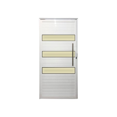 Porta Lambril 3 Vidros Alumínio Branco com Puxador 210x100 Lado Direito