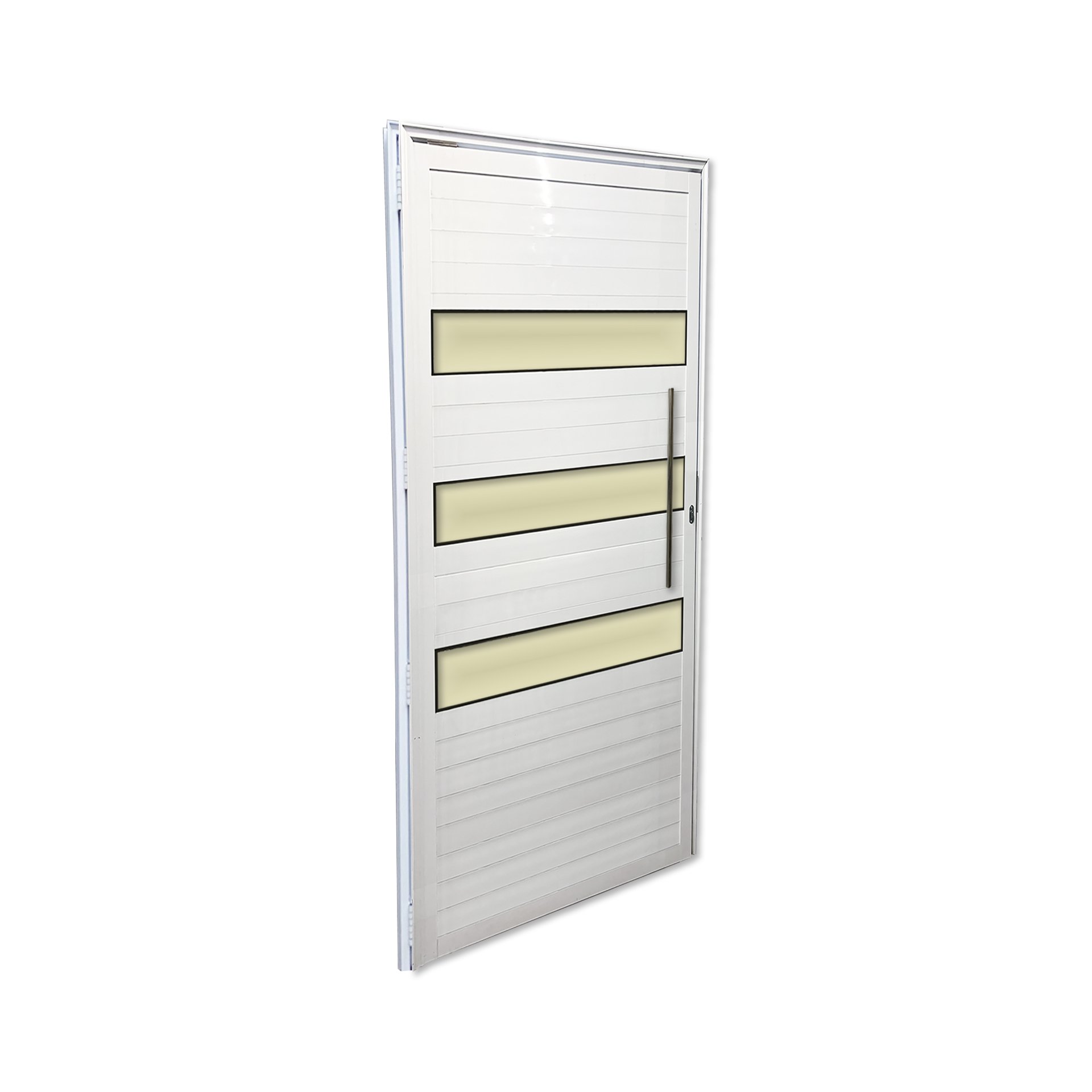 Porta Lambril 3 Vidros D 210x100 com Puxador e Rolete Branco - 2