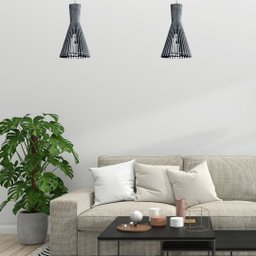 Luminária Teto tipo Pendente TURIN MDF - Completa - Cor: Preta - 2