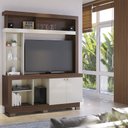 Ver imagem 2 de Estante Faro para TV 50 Polegadas com Prateleiras de Vidro e Nicho Nogueira Real/ Off White - Bela M