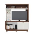 Ver imagem 1 de Estante Faro para TV 50 Polegadas com Prateleiras de Vidro e Nicho Nogueira Real/ Off White - Bela M