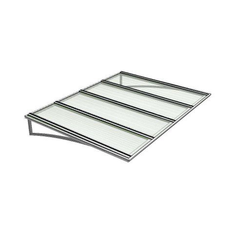 Toldo Fixo Policarbonato Alveolar Cristal - 2,00m X 1,00m - Estrutura Branca