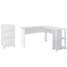 Mesa Escrivaninha em L Malu e Estante Livreiro 45x81cm Lean A06 Branco - Mpozenato - 1
