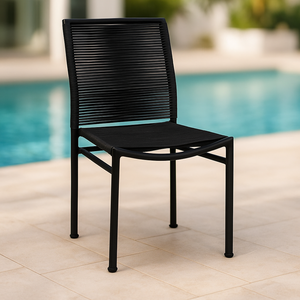 Cadeira Corda Náutica Lari em Alumínio Preto