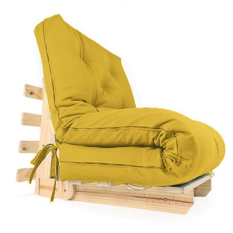 Sofa Cama Solteiro Futon Dobrável Amarelo Acquablock