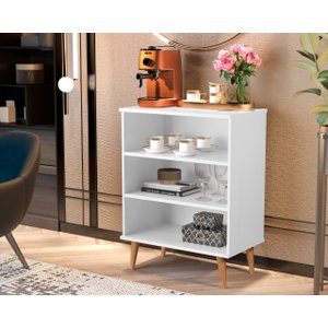 Buffet Aparador Cantinho Café Bruno Retrô com Prateleiras Branco