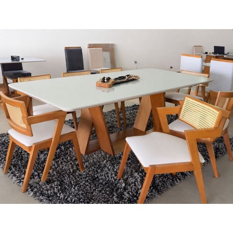 Sala de Jantar Madeira Maciça 8 Lugares 2x1m Oslo- Imperial
