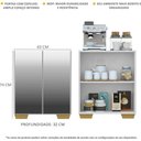 Ver imagem 4 de Aparador Buffet 2 portas com Espelho e Pés Quadrados Vegas Multimóveis V3614 Branco/Natural
