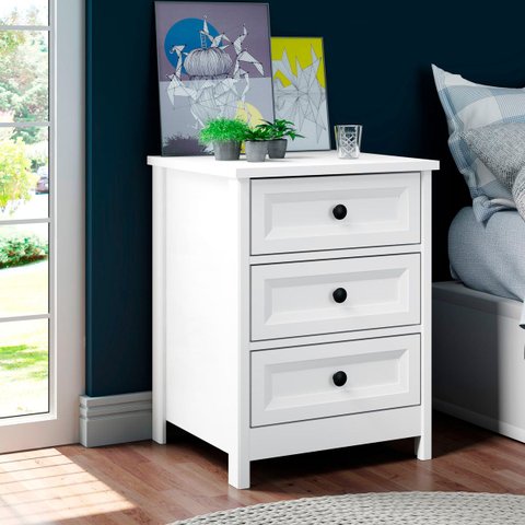Mesa de Cabeceira 3 Gavetas Minimalista 44cm Ditália