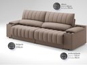Ver imagem 3 de Sofá com Porta Copos Carregador USB Ret Rec Murano 2,50m Velosuede Marrom - NETSOFAS