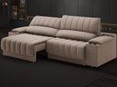 Ver imagem 1 de Sofá com Porta Copos Carregador USB Ret Rec Murano 2,50m Velosuede Marrom - NETSOFAS
