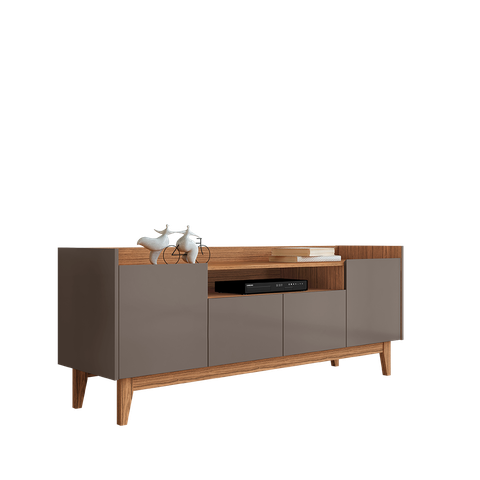 Rack para Tv até 60 Polegadas 4 Portas 1 Nicho 158cm Pés em Madeira Maciça Adria Versátile