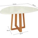 Ver imagem 2 de Mesa de Jantar Oval em Madeira Maciça e Tampo com Vidro 135x105cm Off White/Marrom