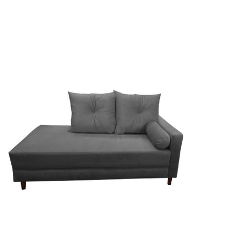 Divã Recamier Berlim 1,80 cm Lado Direito Suede Cinza Escuro
