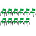 Ver imagem 2 de Cadeira Iso Base Preto Igreja, Escola, Escritório - Verde - Kit 11 Peças