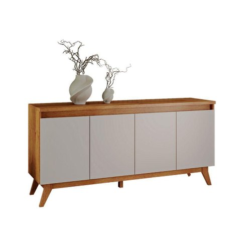 Buffet Aparador Sala de Jantar Estar 4 Portas Flip Mel com Off White