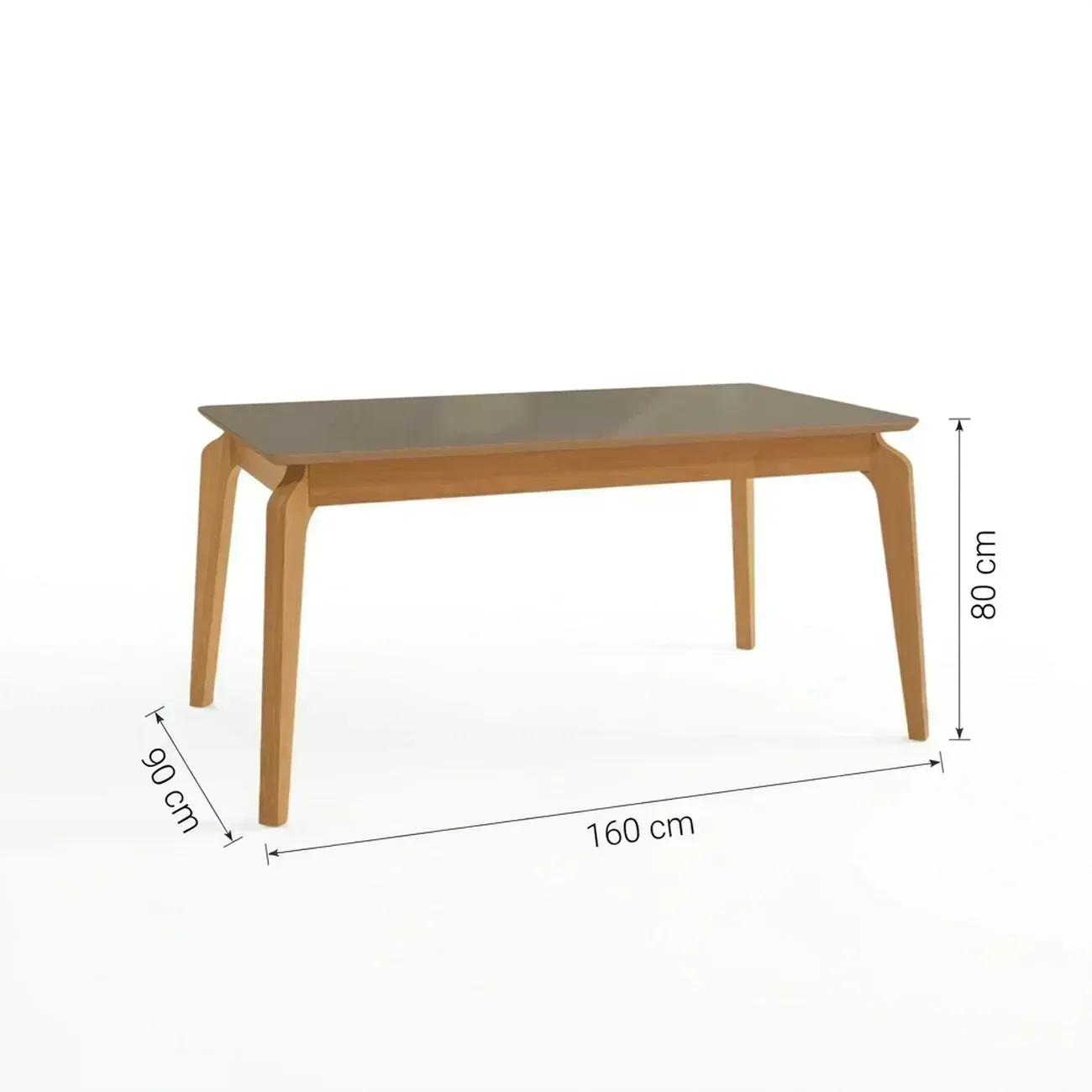 Ver imagem 3 de Mesa de Jantar Madeira Maciça 6 Lugares com Tampo MDF e Vidro Petra Premium 160x90cm Freijó/Bronze