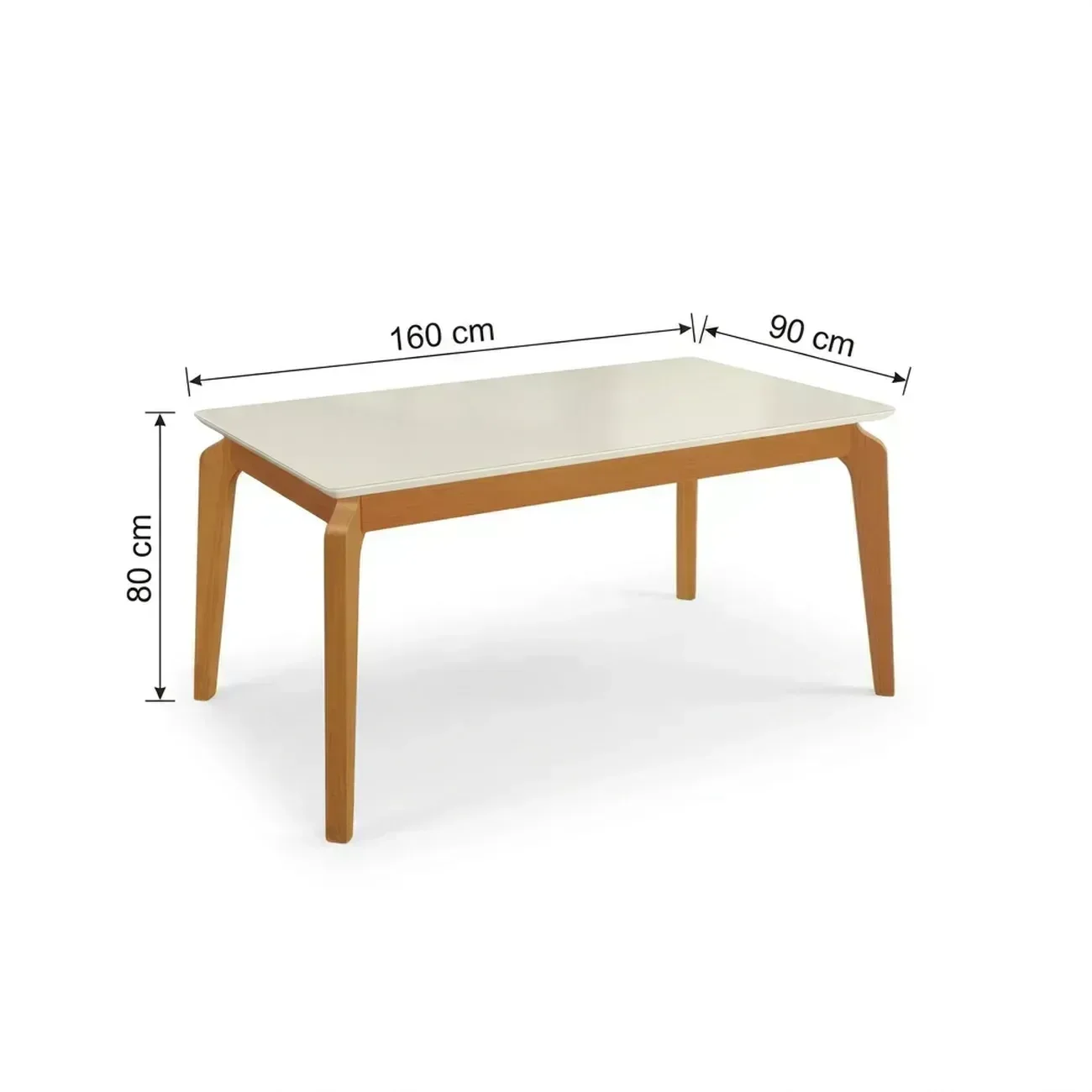 Ver imagem 3 de Mesa de Jantar de Madeira Maciça com Tampo MDF e Vidro Petra 160x90cm Off White