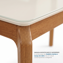 Ver imagem 5 de Mesa de Jantar de Madeira Maciça com Tampo MDF e Vidro Petra 160x90cm Off White