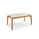 Ver imagem 2 de Mesa de Jantar de Madeira Maciça com Tampo MDF e Vidro Petra 160x90cm Off White