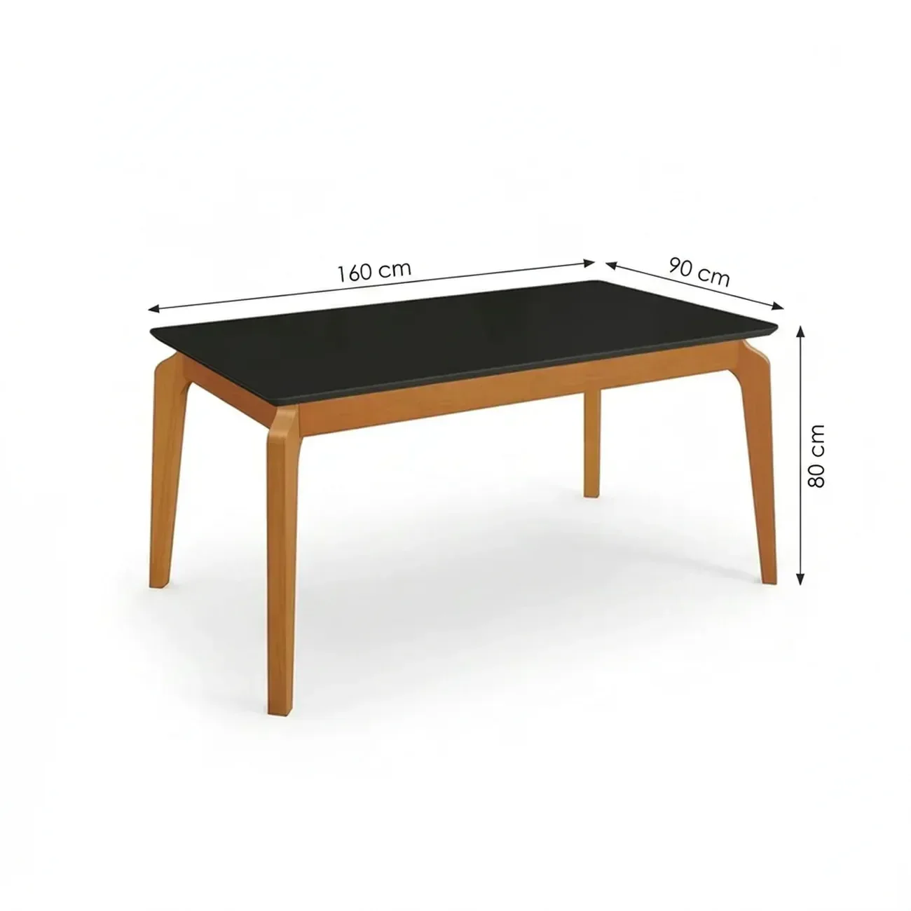 Ver imagem 3 de Mesa de Jantar de Madeira Maciça com Tampo MDF e Vidro Petra 160x90cm Preto