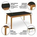 Ver imagem 4 de Mesa de Jantar de Madeira Maciça com Tampo MDF e Vidro Petra 160x90cm Preto