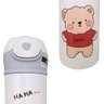 Garrafa Térmica de Ursinho Branca Infantil com Canudo de Silicone e Trava 420ml em Aço Inoxidável - 4