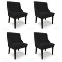 Ver imagem 1 de Kit 4 Cadeiras Estofadas para Sala de Jantar Base Fixa de Madeira Preto Lia Linho Preto - Ibiza
