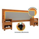 Ver imagem 7 de Cabeceira Box Casal/Queen Organica Luna 100% MDF LED e Carregador USB e 2 Gavetas 268cm x 72cm Yescasa
